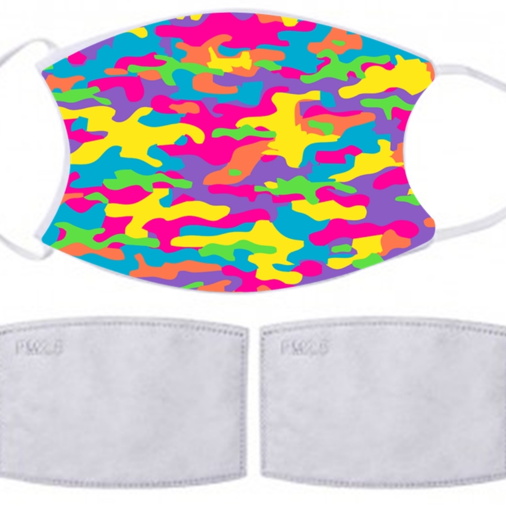 Neon Camo Filter Pocket Facemask - Picture 2 of 5